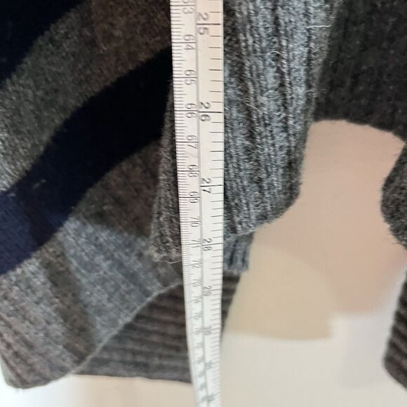 BCBG MAX AZRIA Women Sz S Blue & Grey Wool Cardigan Sweater Open Front - Picture 8 of 8